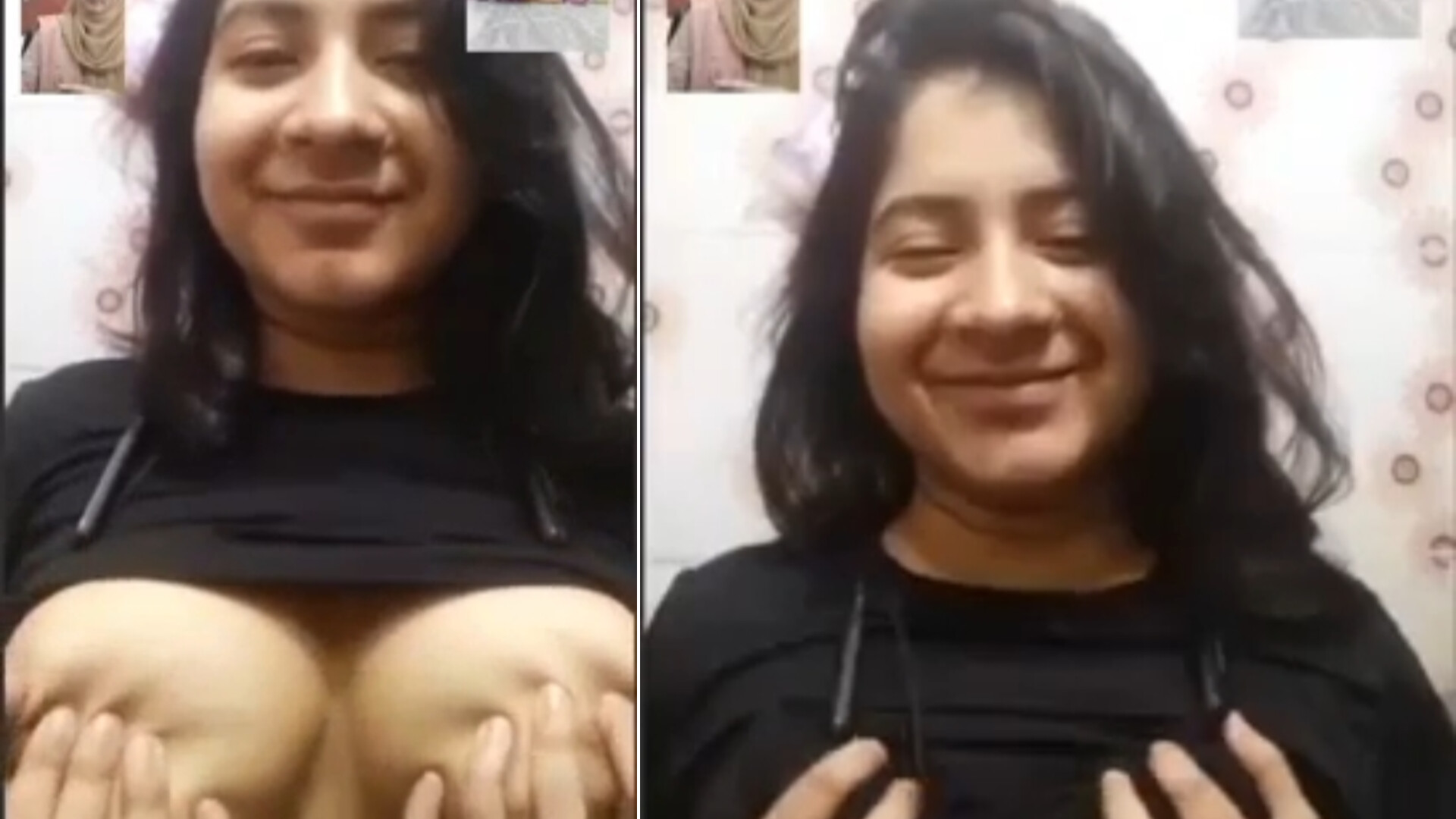 Smiling Bangladeshi Girl Squeezing big juicy boobs – Hot Desi Boobs Play